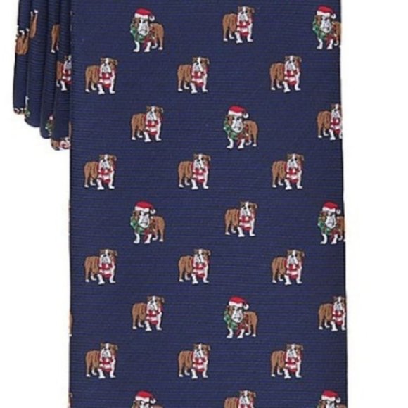 St. Nicholas Square NWT Bulldog Santa Christmas Tie - Picture 2 of 2